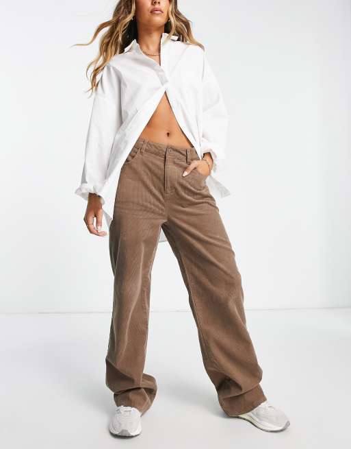 ASOS DESIGN slouchy straight leg trousers in khaki