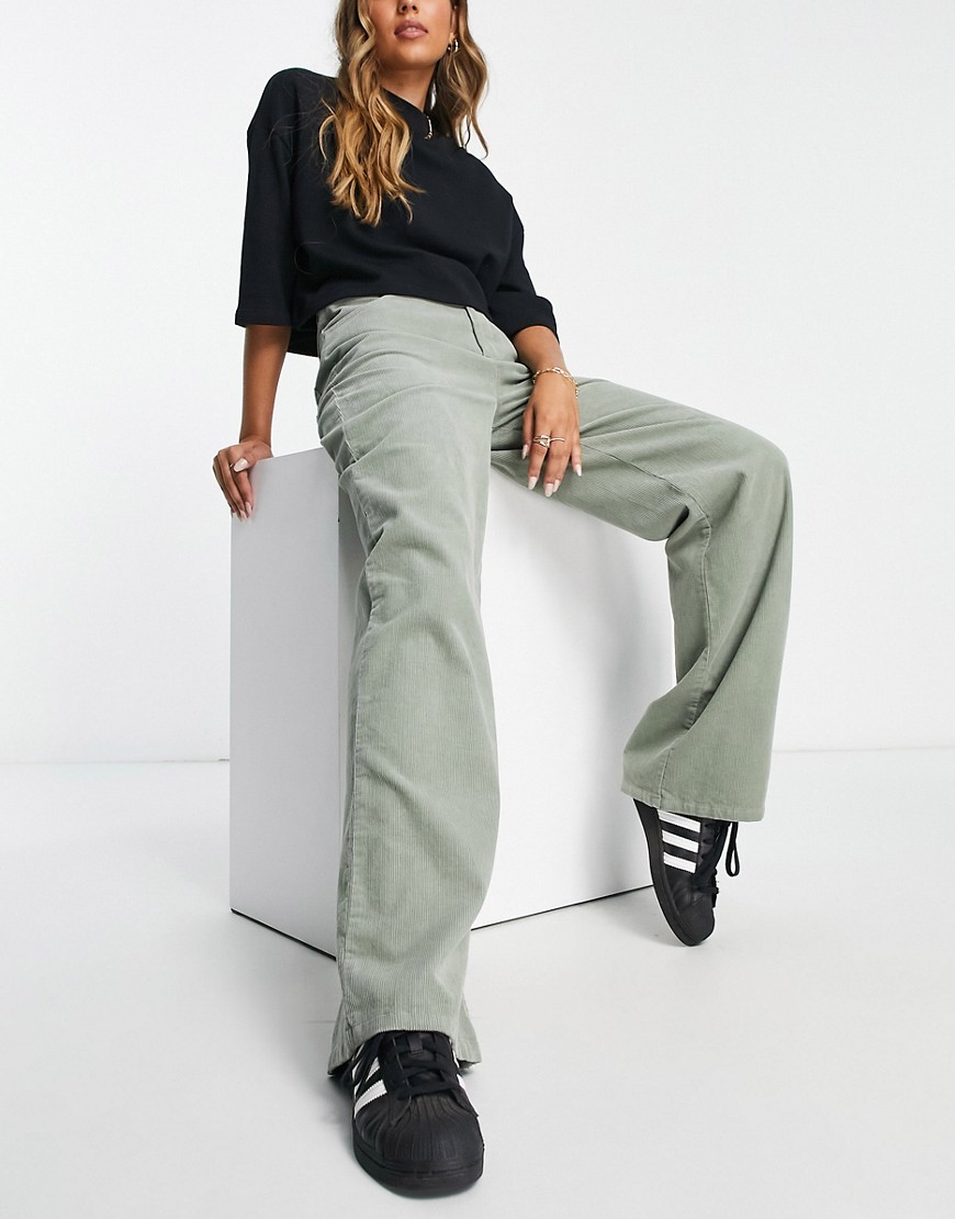 ASOS DESIGN slouchy dad cord trouser in sage-Green