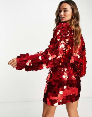 Asos red sequin dress online