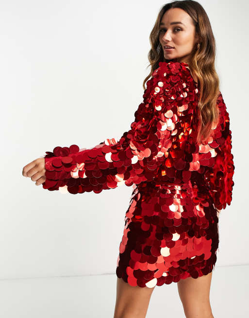 Asos red party clearance dress