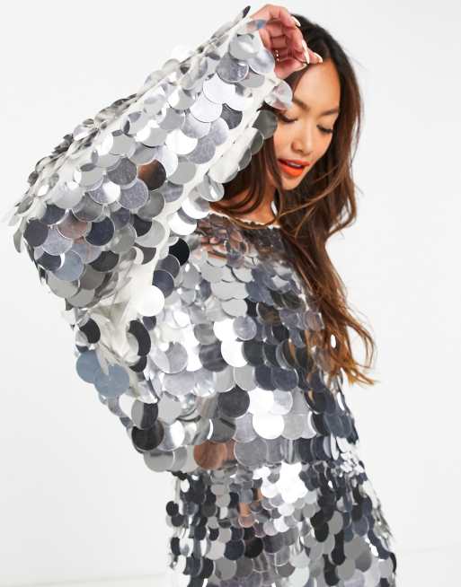 Asos silver clearance sequin dress