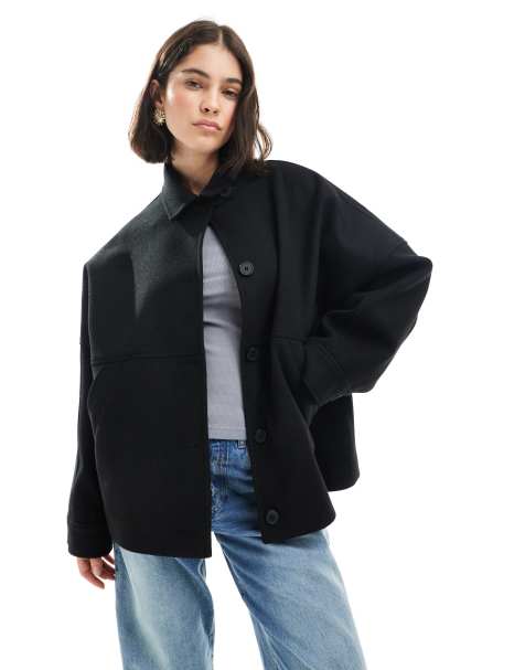ASOS DESIGN slouchy formal harrington jacket in black - view 1