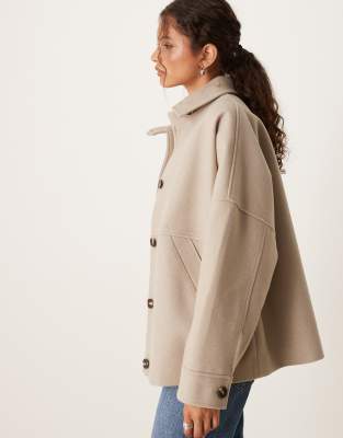 Asos Design Slouchy Formal Harrington Jacket In Neutral