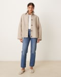 [ASOS DESIGN] ASOS DESIGN slouchy formal harrington jacket in oatmeal-Neutral L Oatmeal