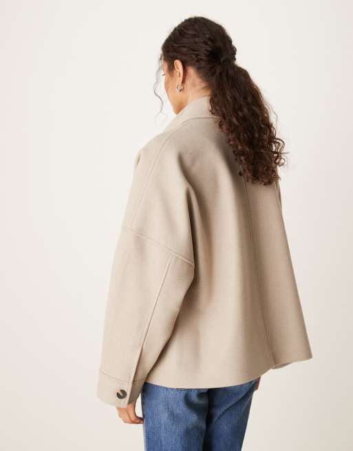 ASOS DESIGN slouchy formal harrington jacket in oatmeal