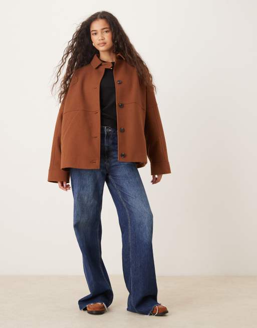 ASOS DESIGN slouchy formal harrington jacket in rust