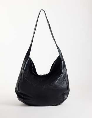 Asos Design Slouchy Grainy Scoop Tote In Black