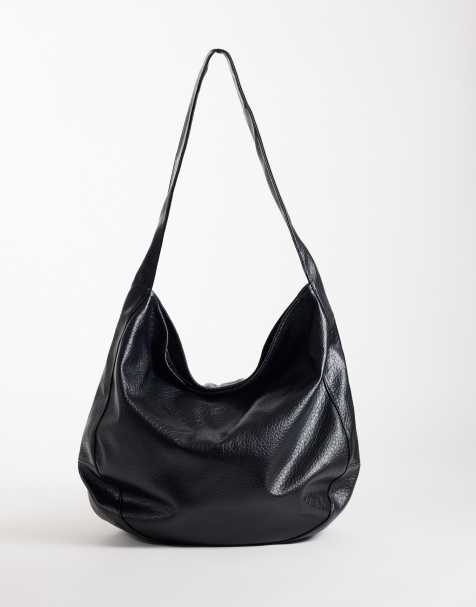 ASOS DESIGN slouchy grainy scoop tote in black - view 1