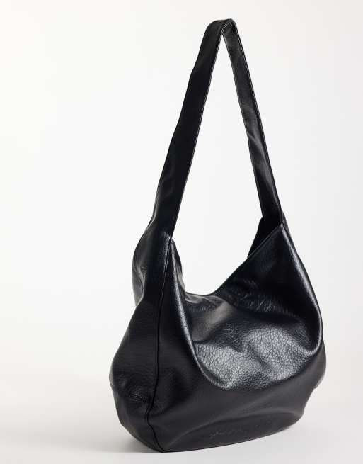 ASOS DESIGN slouchy grainy scoop tote in black, 4 of 4