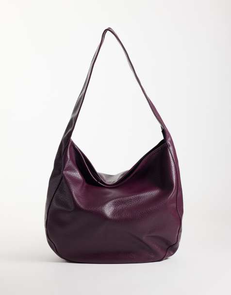 ASOS DESIGN slouchy grainy scoop tote in burgundy - view 1