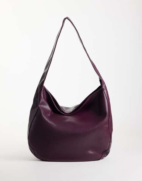 ASOS DESIGN slouchy grainy  scoop tote in plum - view 1