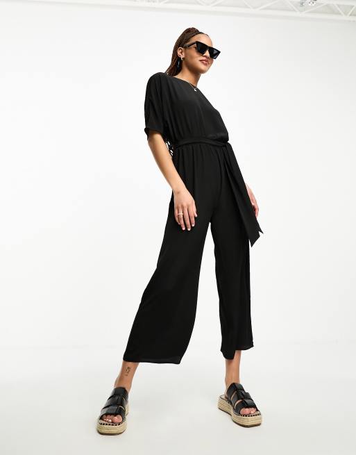 ASOS DESIGN short sleeve tea jumpsuit in black