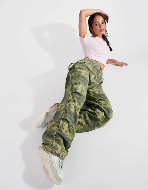 ASOS DESIGN slouchy knee dart cargo pants in camo