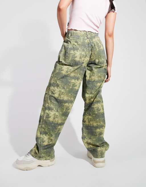 ASOS DESIGN slouchy knee dart cargo pants in camo