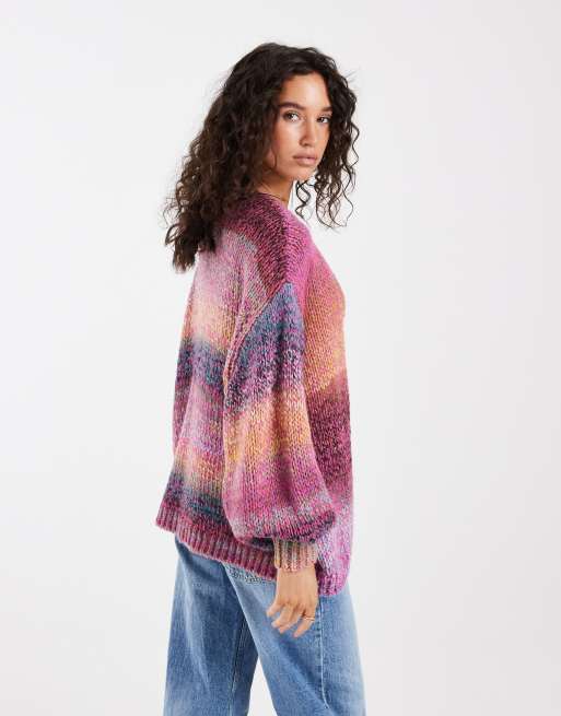 ASOS DESIGN slouchy knit oversized cardigan in multi, 4 of 4