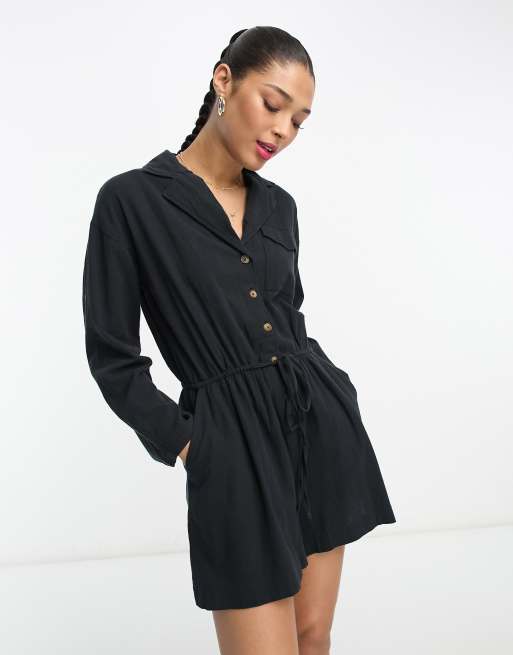 Long sleeve store linen playsuit