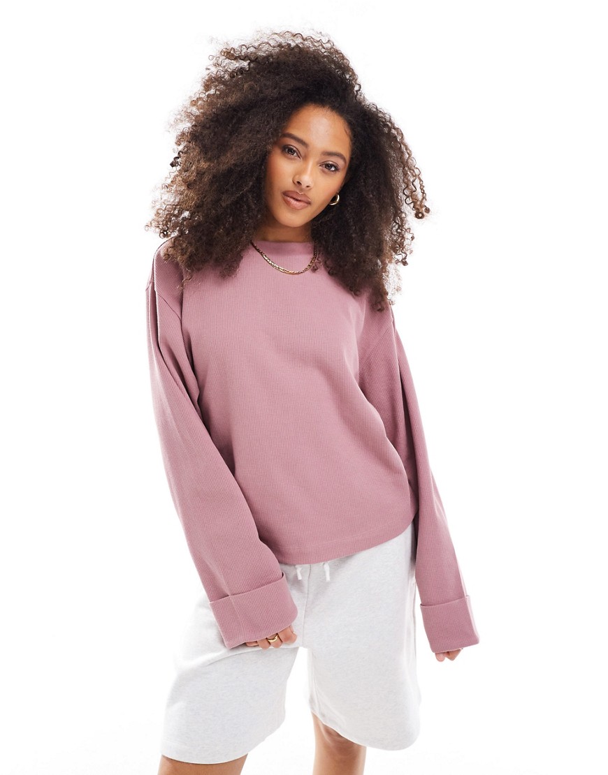 Asos Design Slouchy Long Sleeve T-shirt In Dusty Pink