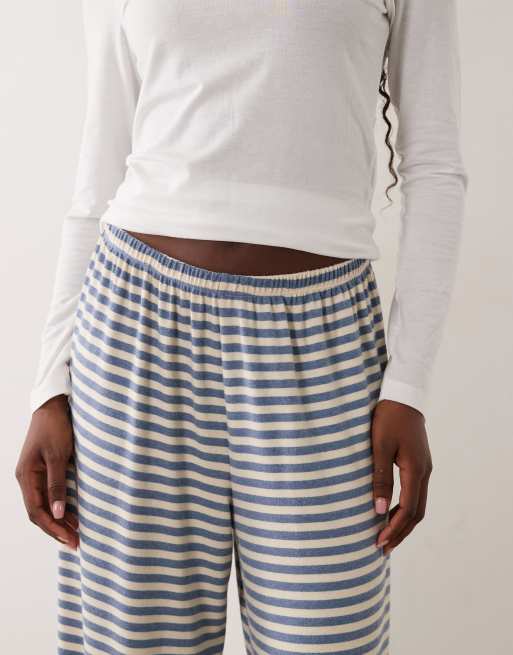 ASOS DESIGN slouchy loungewear bottoms in blue and yellow stripe, 2 of 5
