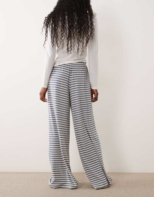 ASOS DESIGN slouchy loungewear bottoms in blue and yellow stripe, 3 of 5