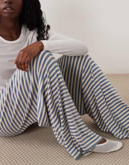 ASOS DESIGN slouchy loungewear bottoms in blue and yellow stripe, 4 of 5