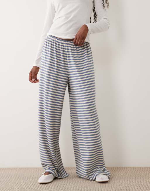 ASOS DESIGN slouchy loungewear bottoms in blue and yellow stripe, 5 of 5