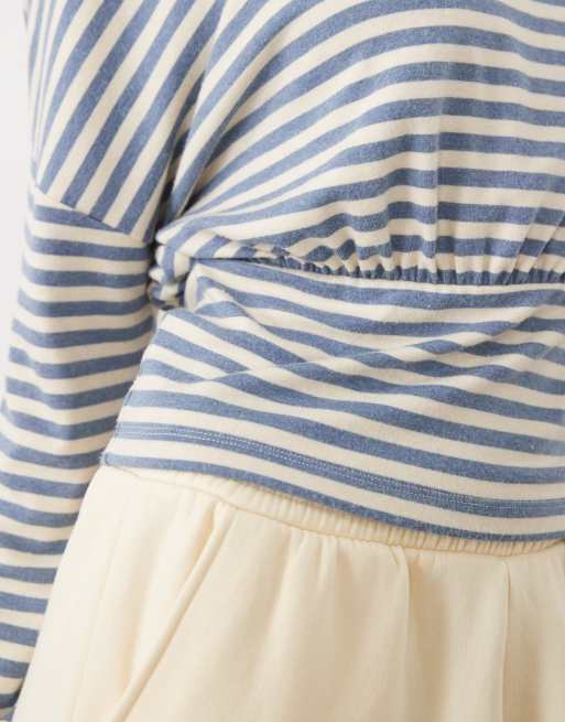 ASOS DESIGN slouchy loungewear top in blue and yellow stripe, 3 of 4