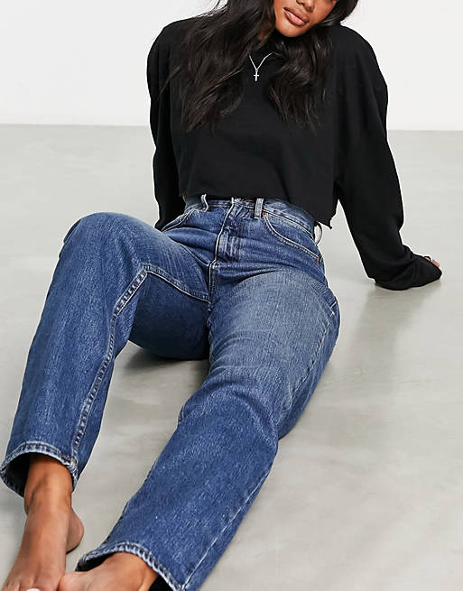 ASOS DESIGN slouchy mom jeans in mid blue 