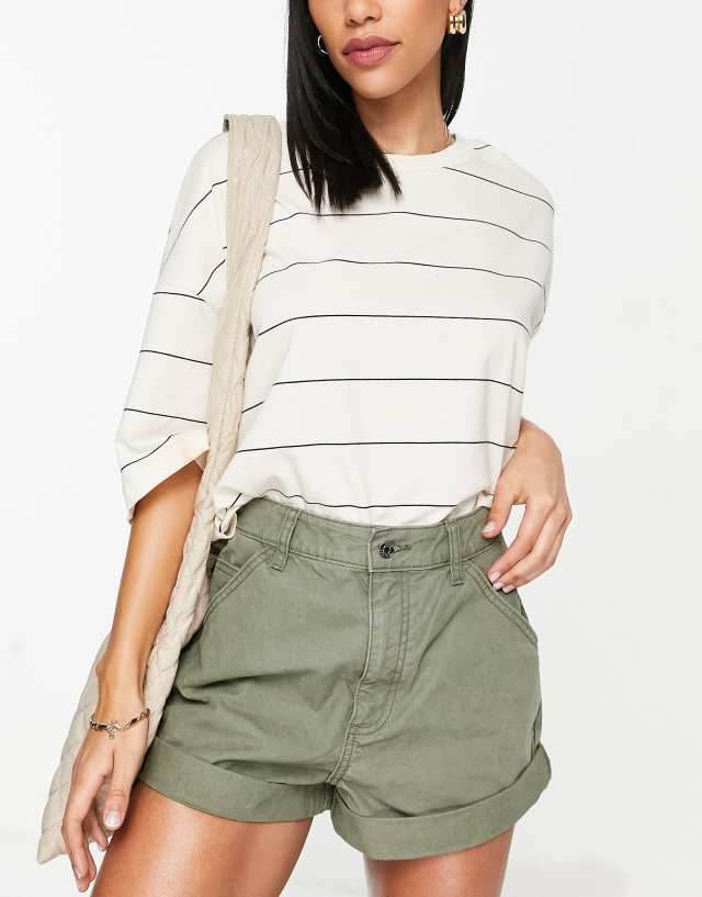 ASOS DESIGN slouchy mom short in washed khaki