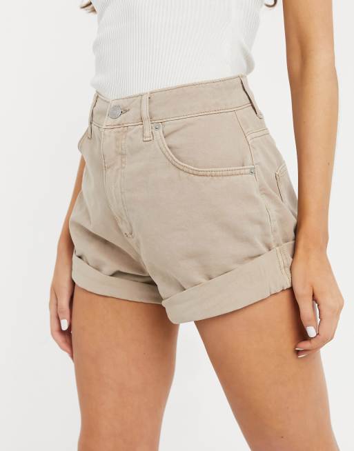 ASOS DESIGN slouchy mom short in washed stone, 3 of 4