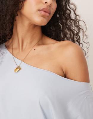 Asos Design Slouchy Off Shoulder Oversized T-shirt In Blue