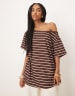 トップス s/e/o OFF-SHOULDER STRIPE T-SHIRT Women's T-Shirt Off Shoulder Striped Top T-Shirt for Women