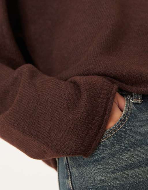 ASOS DESIGN slouchy off the shoulder sweater in chocolate