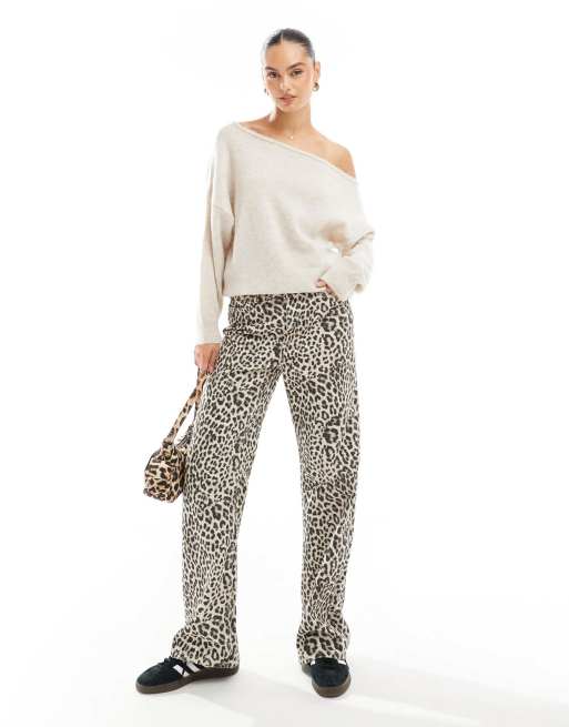 ASOS DESIGN slouchy one shoulder sweater in ecru