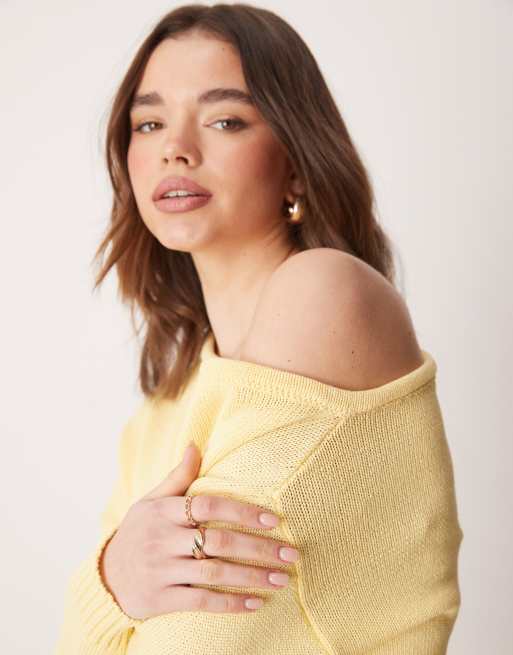 トップス ANDWANG one shoulder bijou sweat ANDWANG AND one-shoulder bijou sweat (gray)