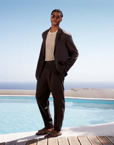 ASOS DESIGN slouchy oversized beach suit in grey - view 1