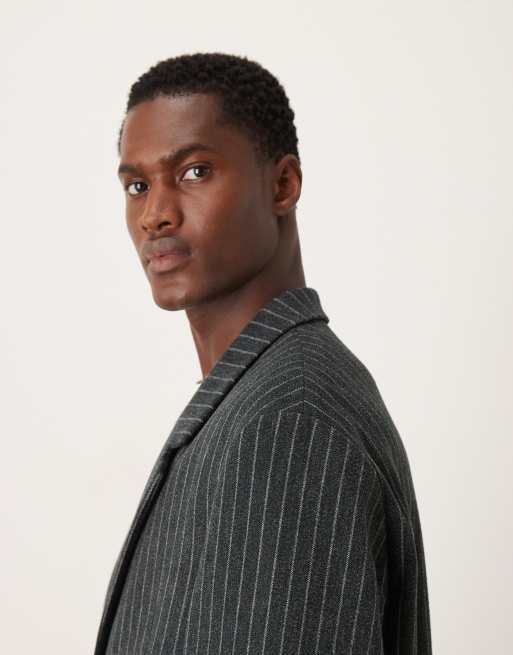 ASOS DESIGN slouchy oversized blazer in black pinstripe, 4 of 5