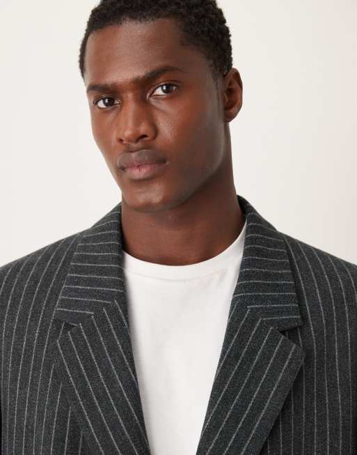ASOS DESIGN slouchy oversized blazer in black pinstripe, 5 of 5