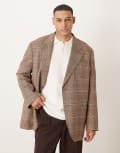 [ASOS DESIGN] ASOS DESIGN slouchy oversized blazer in brown check M BROWN