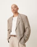 [ASOS DESIGN] ASOS DESIGN slouchy oversized blazer in brown check XL Brown check