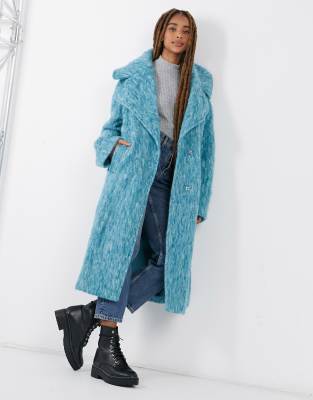 Asos Design Slouchy Oversized Maxi Coat In Jade blue ModeSens