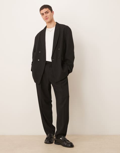 ASOS DESIGN slouchy oversized suit in black pinstripe - view 1