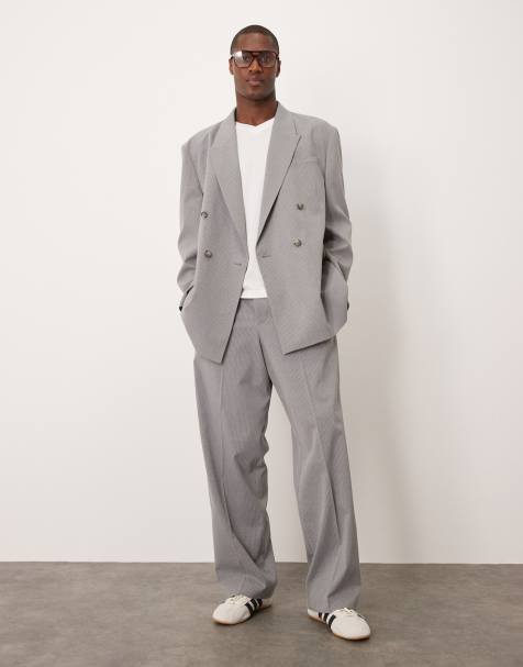 ASOS DESIGN slouchy oversized suit in grey pinstripe - view 1