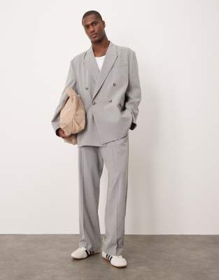 asos ASOS DESIGN slouchy oversized suit in grey texture