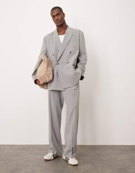 ASOS DESIGN slouchy oversized suit in grey texture - view 1