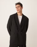 [ASOS DESIGN] ASOS DESIGN slouchy oversized suit jacket in black pinstripe L BLACK