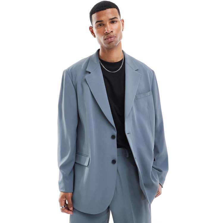 ASOS DESIGN slouchy oversized suit jacket in blue | ASOS