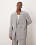 [ASOS DESIGN] ASOS DESIGN slouchy oversized suit jacket in grey texture M GREY