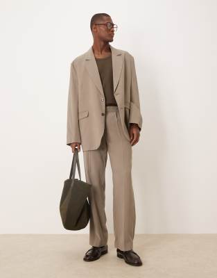 Asos Design Slouchy Oversized Suit Jacket In Neutral