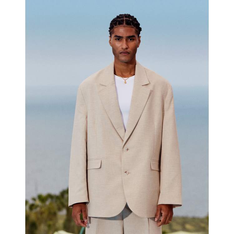 ASOS DESIGN slouchy oversized suit jacket in stone | ASOS