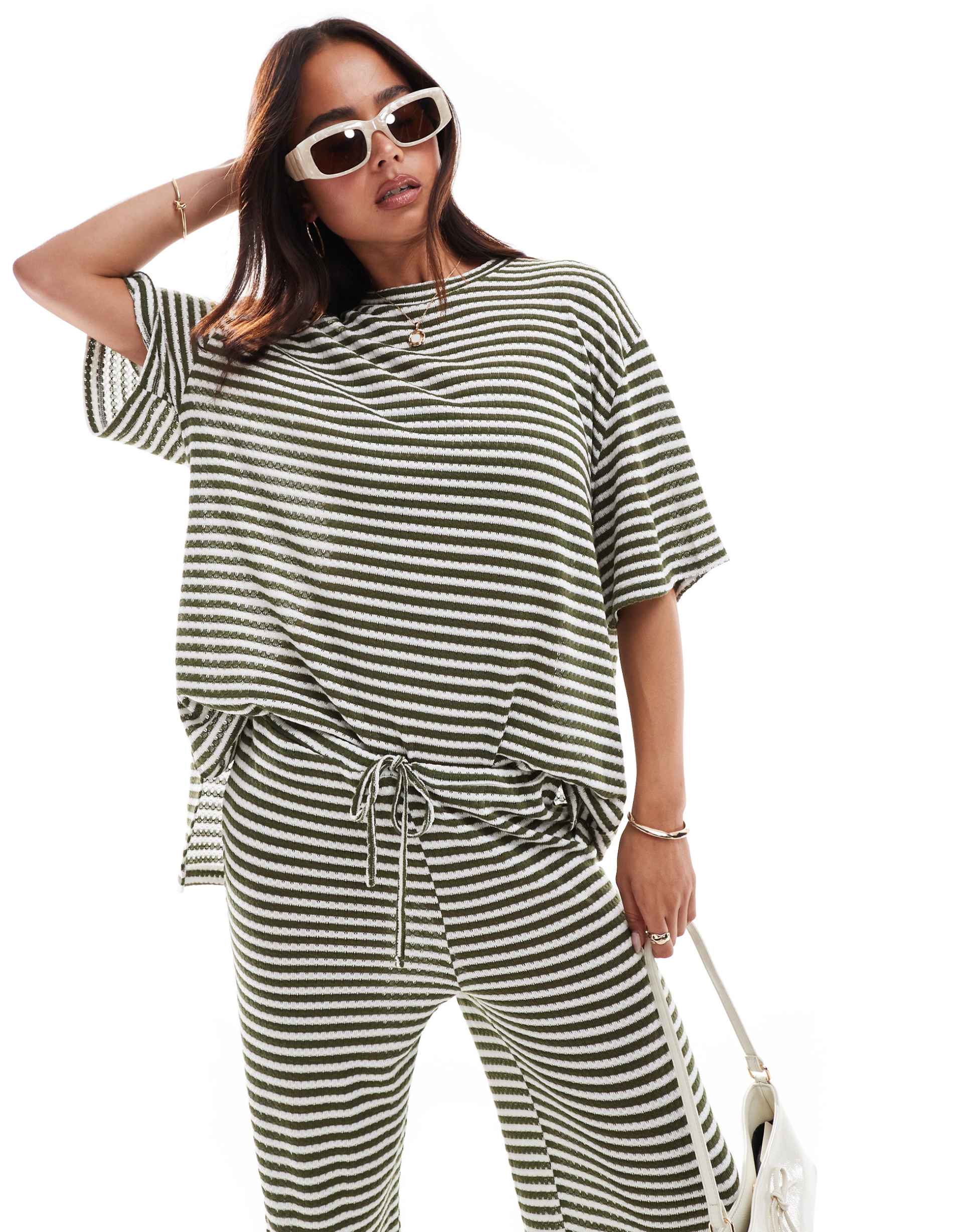 asos design slouchy oversized t-shirt in stripe - part of a set